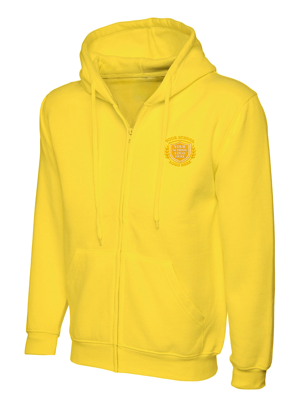 Yellow Zip-Up Hoodie - Left Chest Embroidered