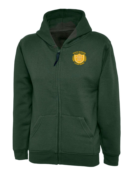Bottle Green Zip-Up Hoodie - Back and Left Chest Print