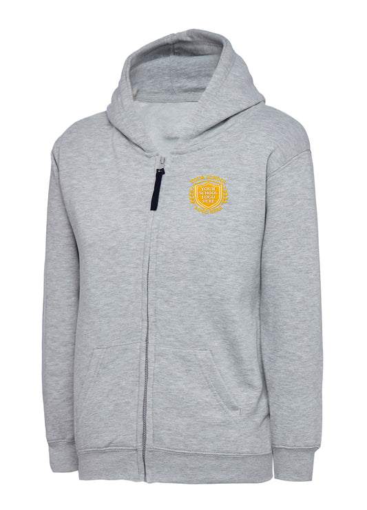 Heather Grey Zip-Up Hoodie - Left Chest Embroidered