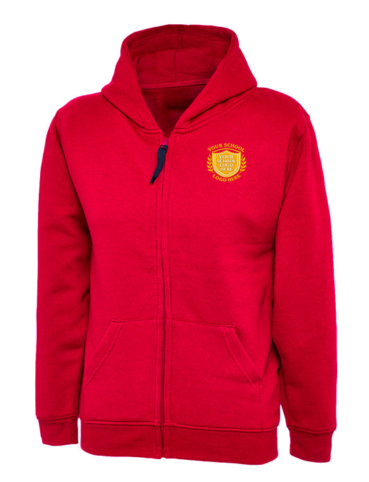 Red Zip-Up Hoodie - Left Chest Embroidered