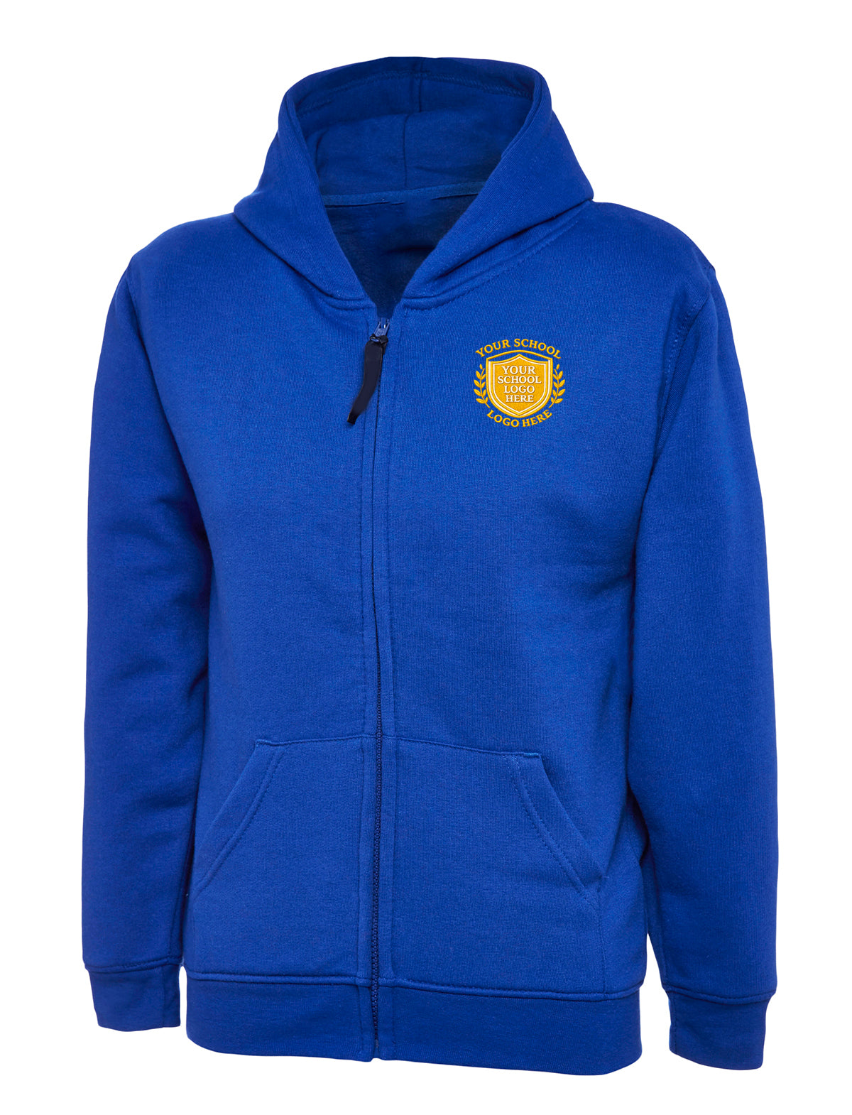 Royal Blue Zip-Up Hoodie - Left Chest Embroidered