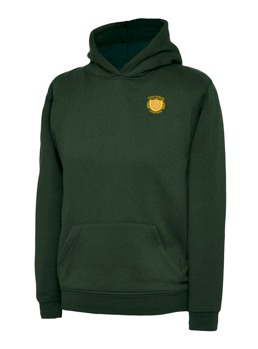 Bottle Green Children's Cotton Blend Hoodie - Left Chest Embroidered