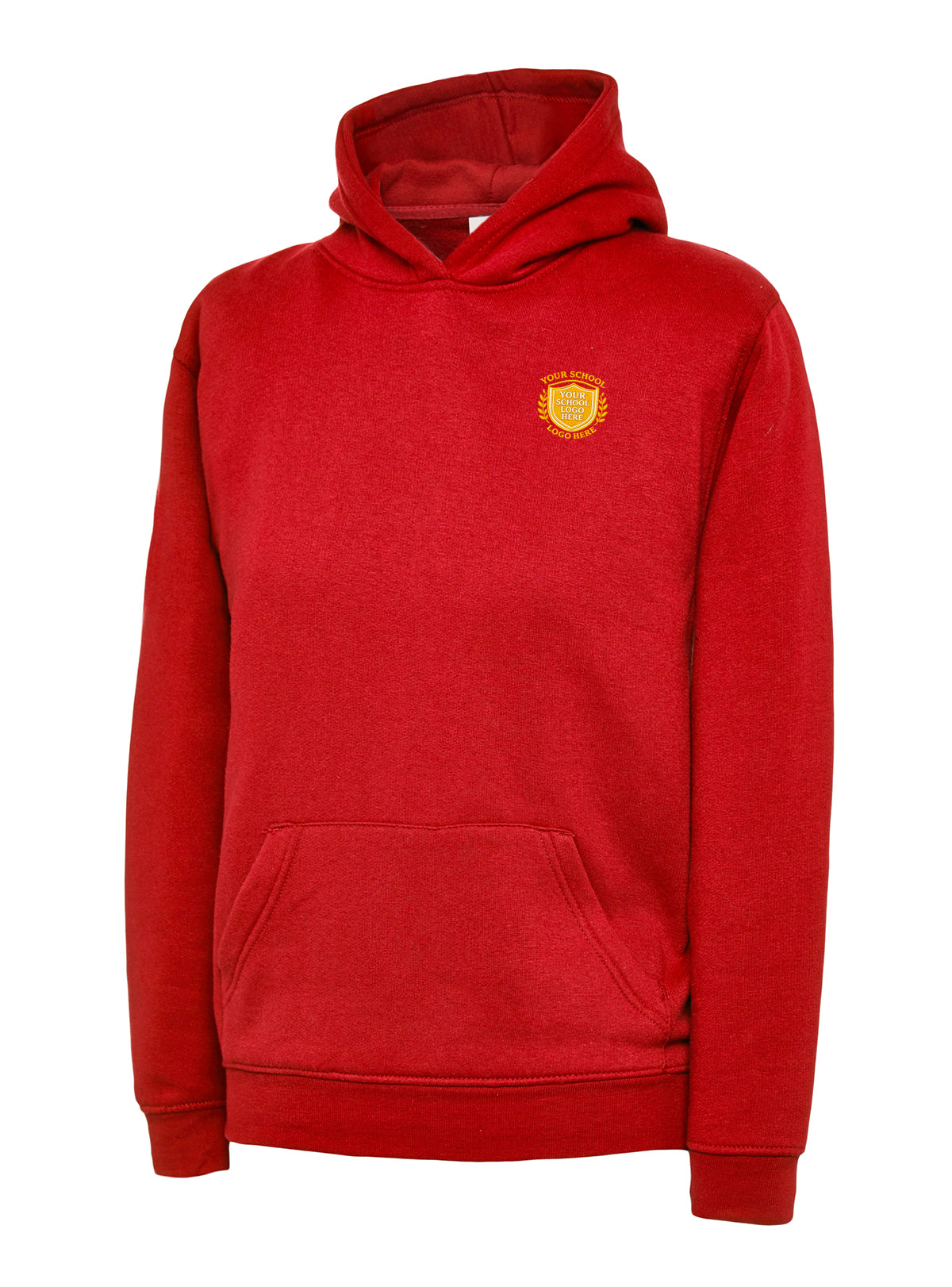 Red Cotton Blend Hoodie - Back and Left Chest Print
