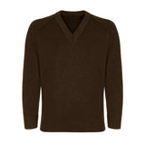 Brown Classic Knitted V-Neck Sweater
