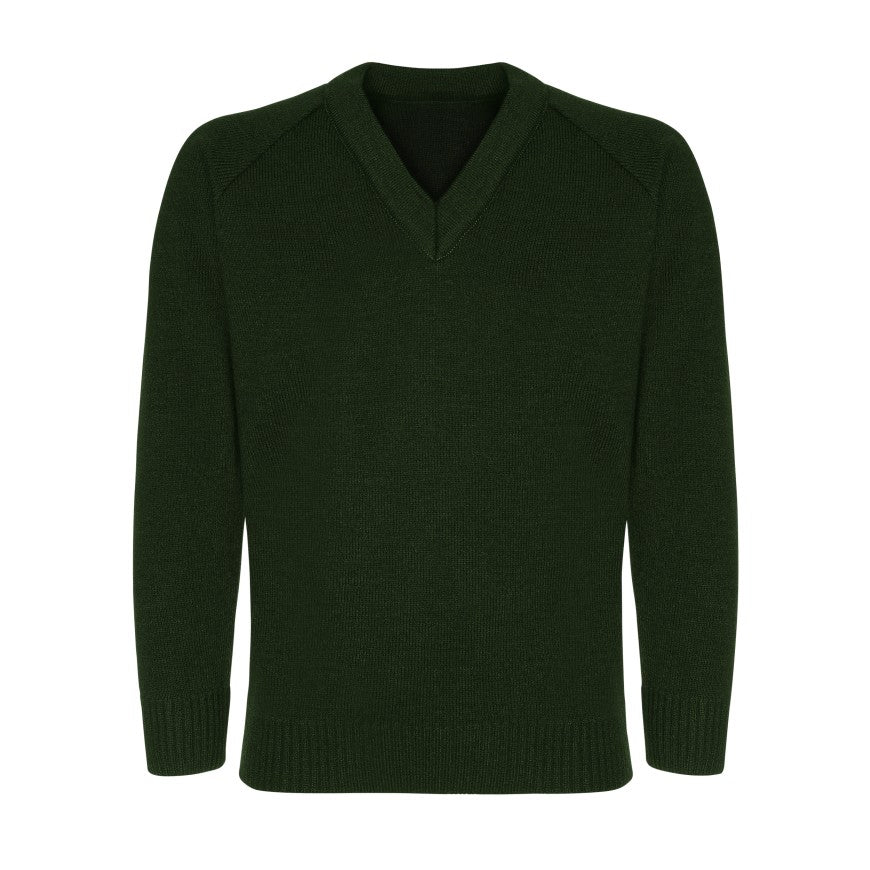 Bottle Green Classic Knitted V-Neck Sweater