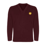 Burgundy Classic Knitted V-Neck Sweater - Left Chest Embroidered
