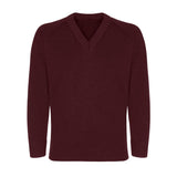 Burgundy Classic Knitted V-Neck Sweater - Left Chest Embroidered
