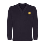 Navy Classic Knitted V-Neck Sweater - Left Chest Embroidered
