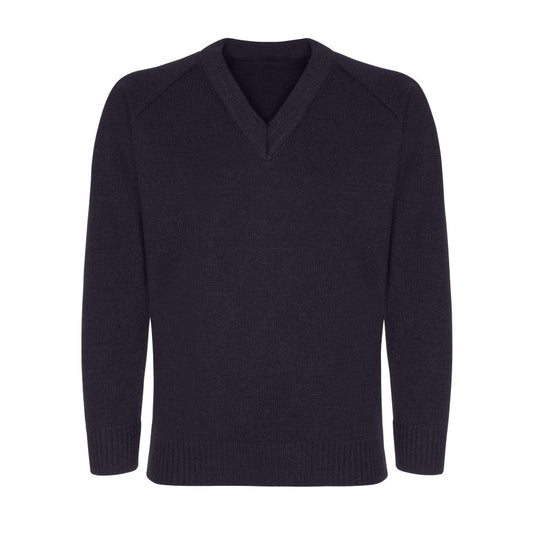 Navy Classic Knitted V-Neck Sweater - Left Chest Print