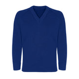 Royal Blue Classic Knitted V-Neck Sweater - Left Chest Embroidered
