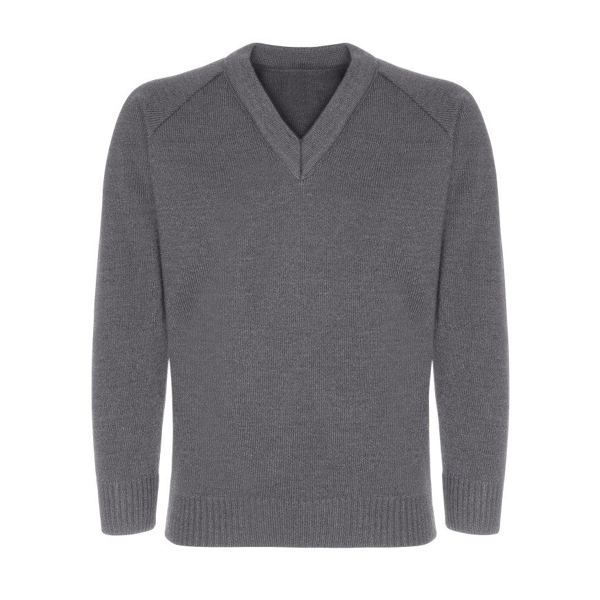 School Grey Classic Knitted V-Neck Sweater