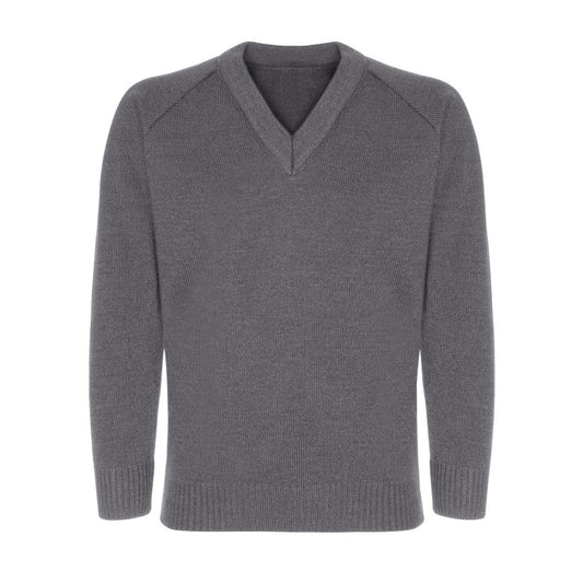 School Grey Classic Knitted V-Neck Sweater