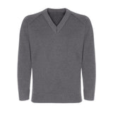 School Grey Classic Knitted V-Neck Sweater - Left Chest Embroidered
