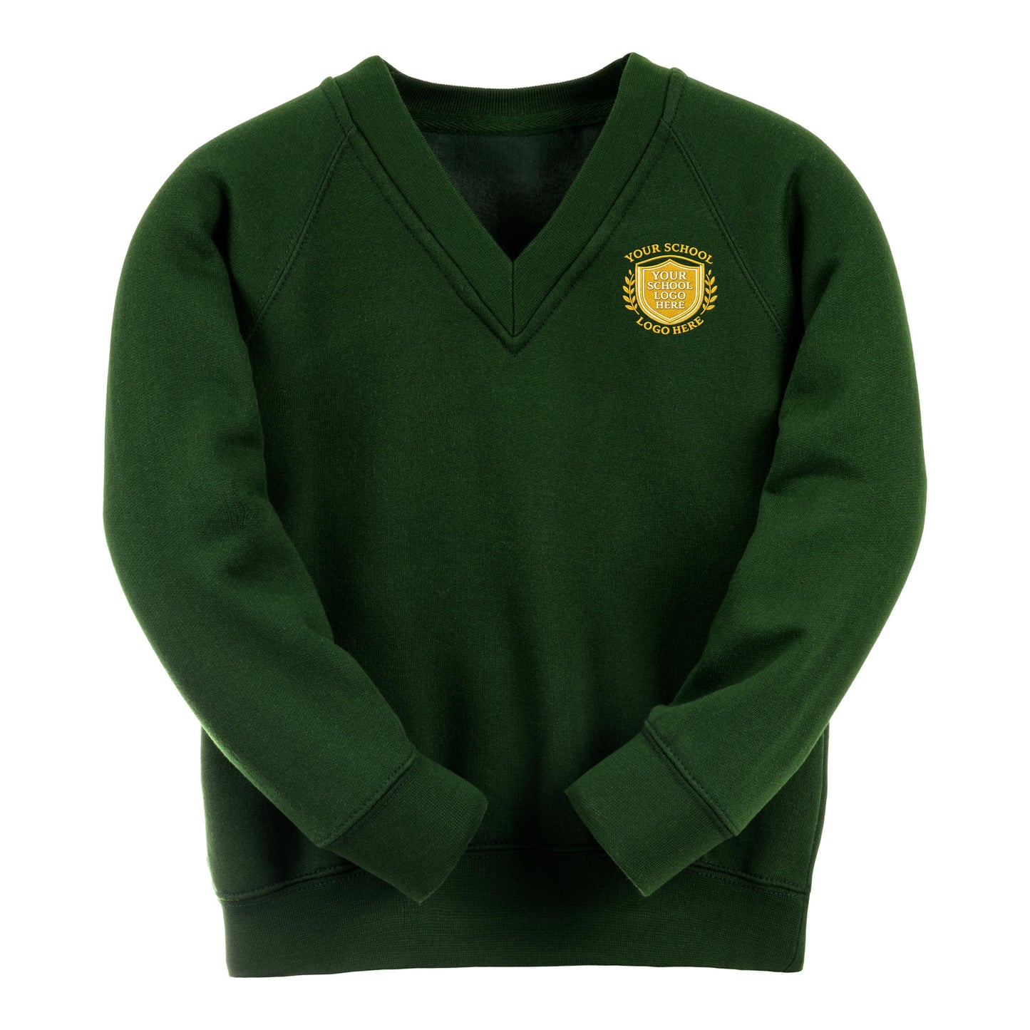 Bottle Green Essential V-Neck Sweatshirt - Left Chest Embroidered