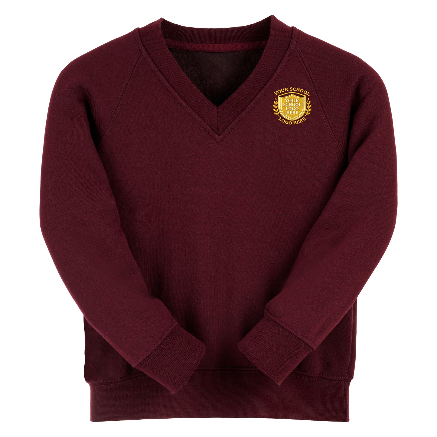 Burgundy Essential V-Neck Sweatshirt - Left Chest Embroidered