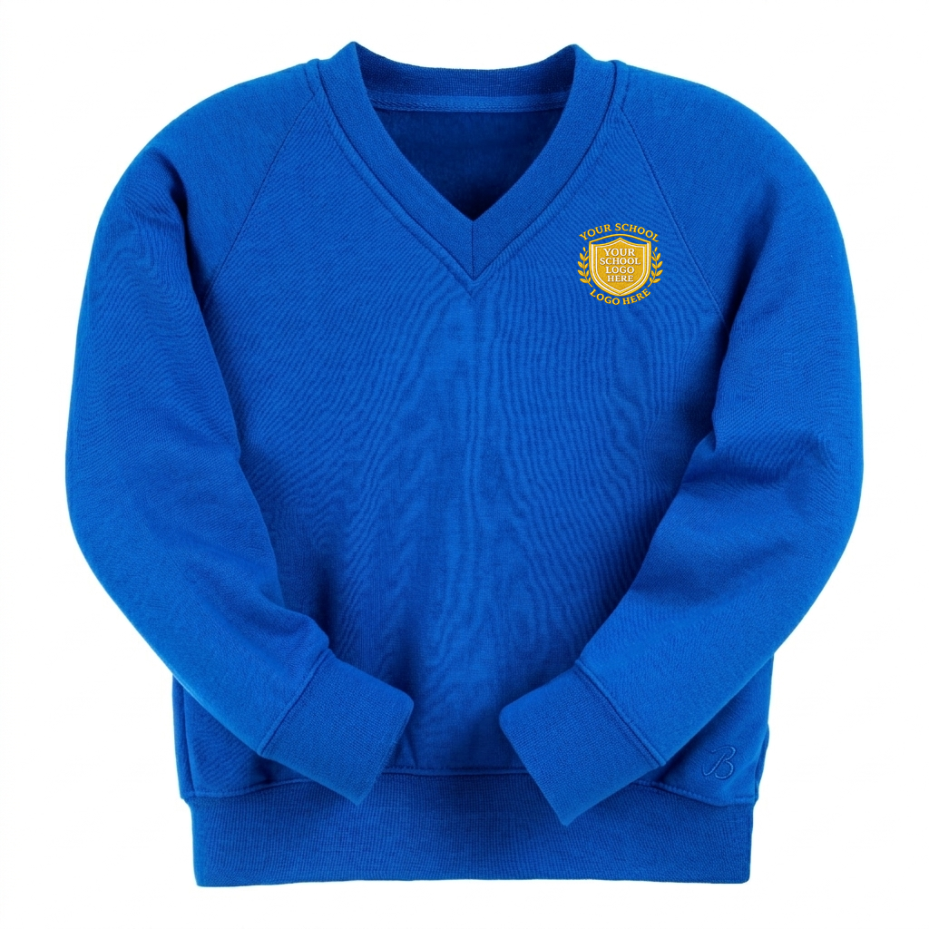 Electric Blue Essential V-Neck Sweatshirt - Left Chest Embroidered