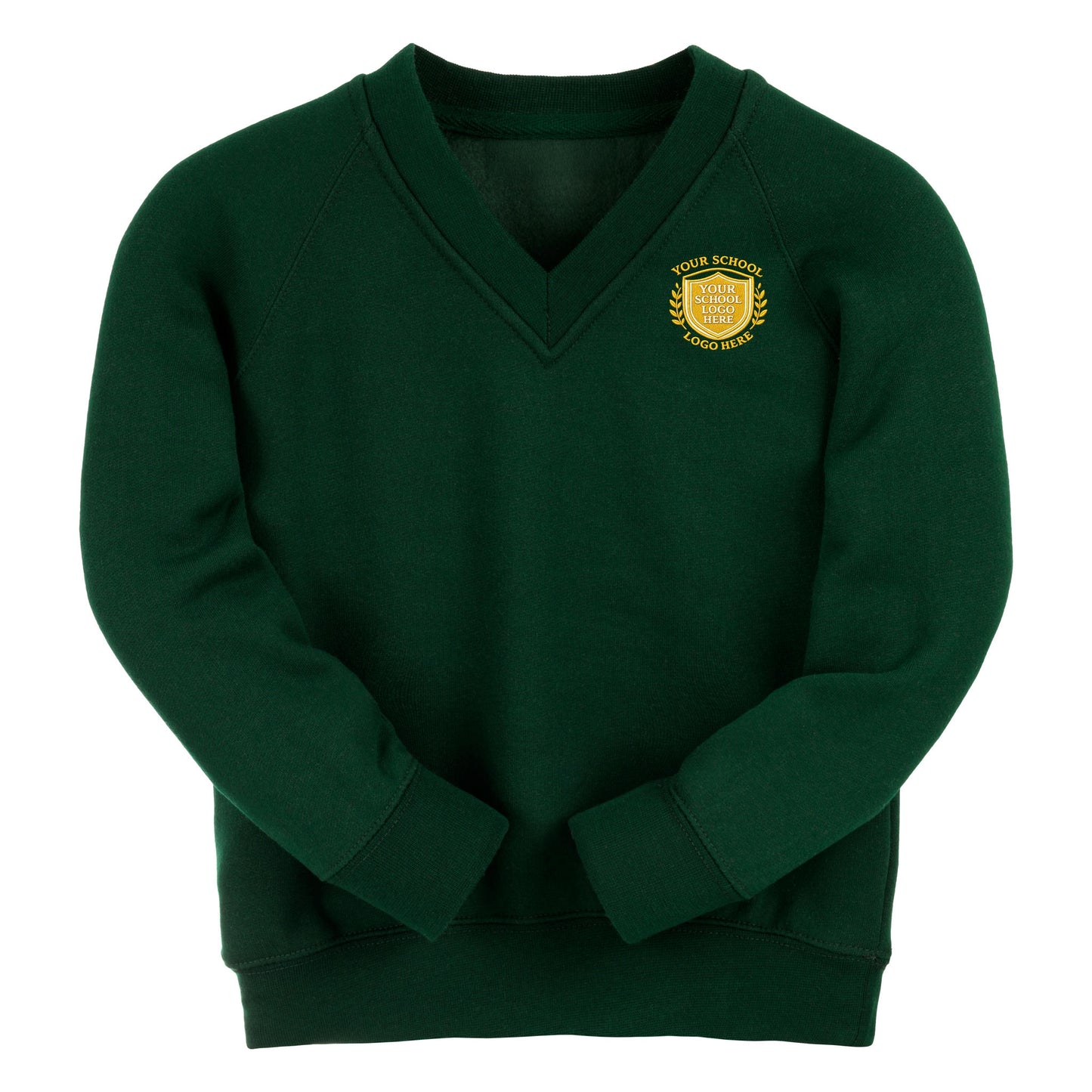 Forest Green Essential V-Neck Sweatshirt - Left Chest Embroidered