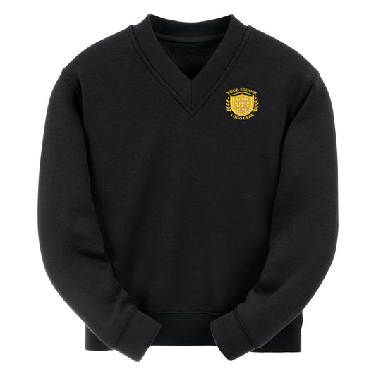 Navy Essential V-Neck Sweatshirt - Left Chest Embroidered