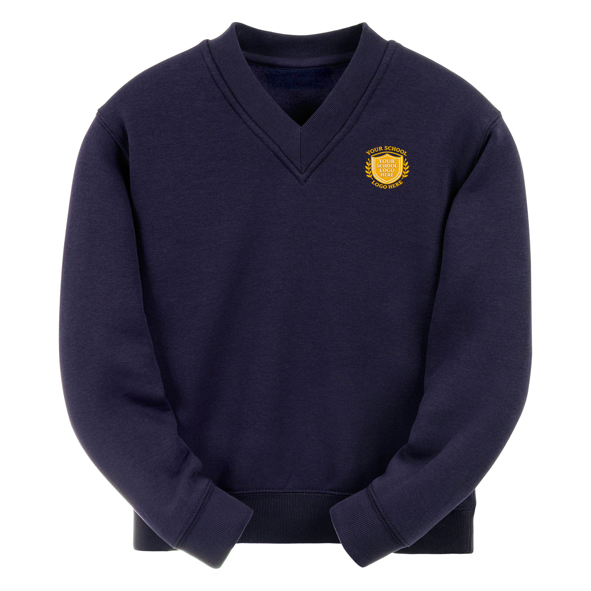 Navy Essential V-Neck Sweatshirt - Left Chest Embroidered