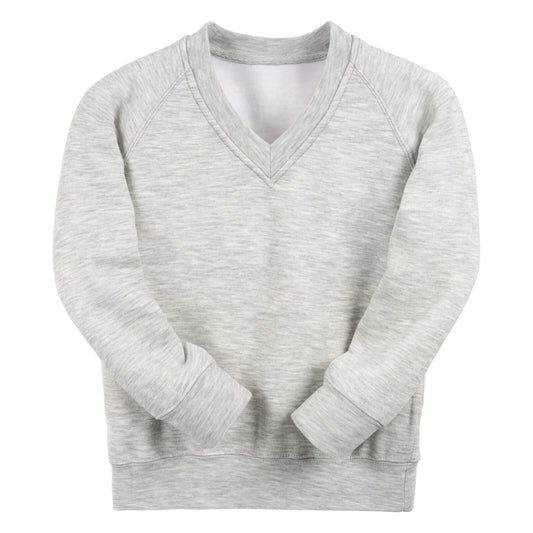 Ash Grey Essential V-Neck Sweatshirt - Left Chest Embroidered