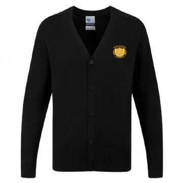 Black 100% Cotton Knitted Cardigan - Left Chest Embroidered