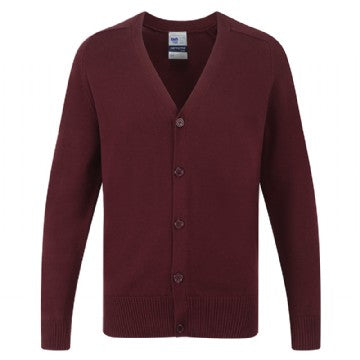 Maroon 100% Cotton Knitted Cardigan - Left Chest Embroidered