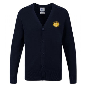 Navy 100% Cotton Knitted Cardigan - Left Chest Embroidered