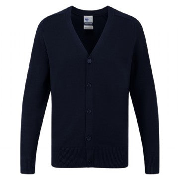 Navy 100% Cotton Knitted Cardigan - Left Chest Embroidered