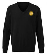 Black 100% Cotton Knitted Sweater - Left Chest Embroidered
