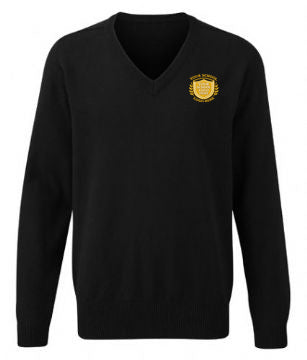 Black 100% Cotton Knitted Sweater - Left Chest Embroidered