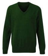 Bottle Green 100% Cotton Knitted Sweater - Left Chest Embroidered
