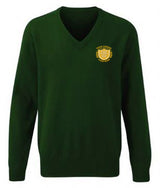Bottle Green 100% Cotton Knitted Sweater - Left Chest Embroidered
