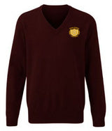 Maroon 100% Cotton Knitted Sweater - Left Chest Embroidered
