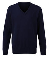 Navy 100% Cotton Knitted Sweater - Left Chest Embroidered
