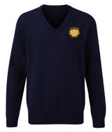 Navy 100% Cotton Knitted Sweater - Left Chest Embroidered
