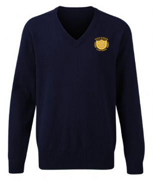Navy 100% Cotton Knitted Sweater - Left Chest Embroidered