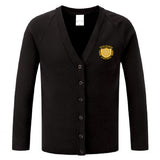 Black Cotton Blend Knitted Cardigan - Left Chest Embroidered
