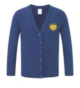 Light Royal Cotton Blend Knitted Cardigan - Left Chest Embroidered
