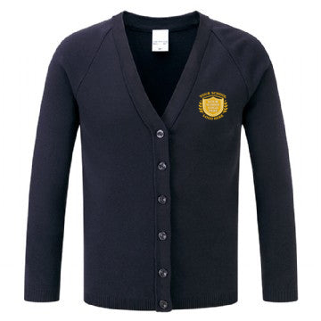 Navy Cotton Blend Knitted Cardigan - Left Chest Embroidered
