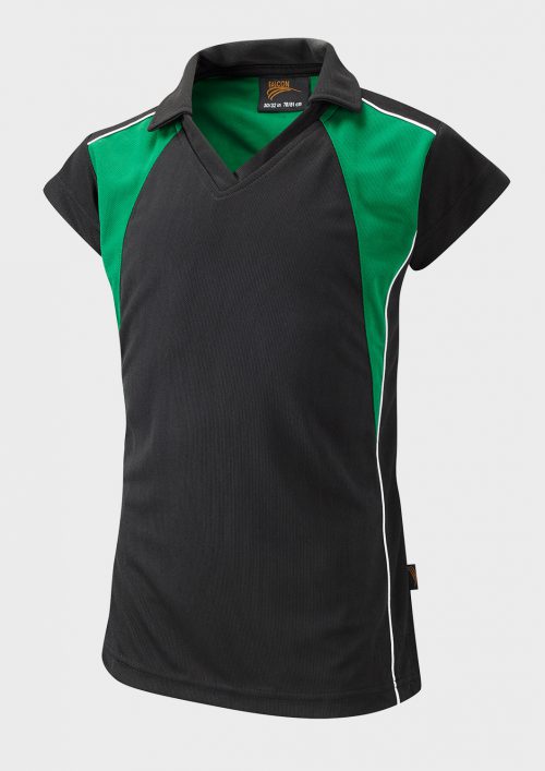 Black/Emerald Girls' Polo Shirt - Left Chest Embroidered