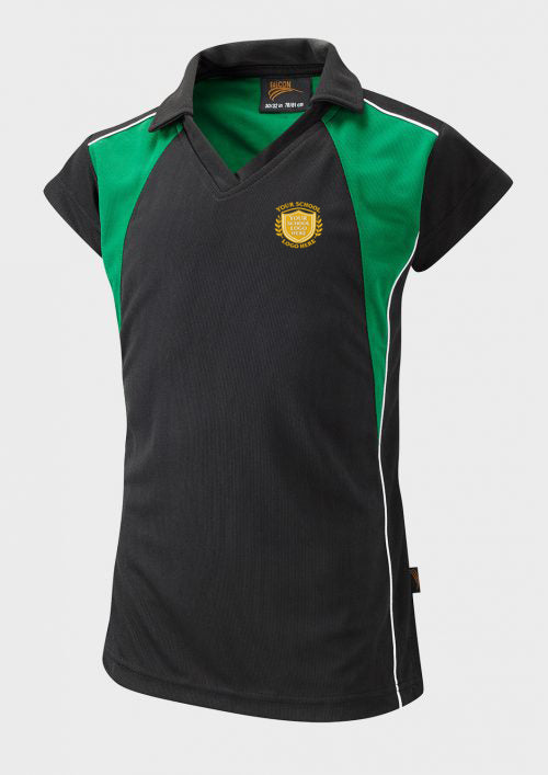 Black/Emerald Girls' EncoRe Polo Shirt - Left Chest Embroidered