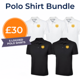 2 Black, 3 White Children's 50/50 Cotton Blend Polo Shirt - Left Chest Embroidered
