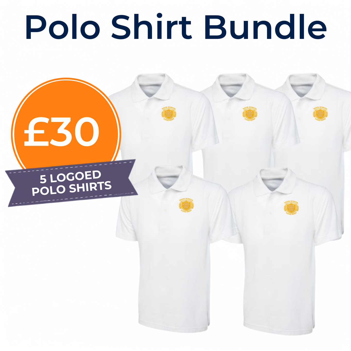 White Children's 50/50 Cotton Blend Polo Shirt - Left Chest Embroidered