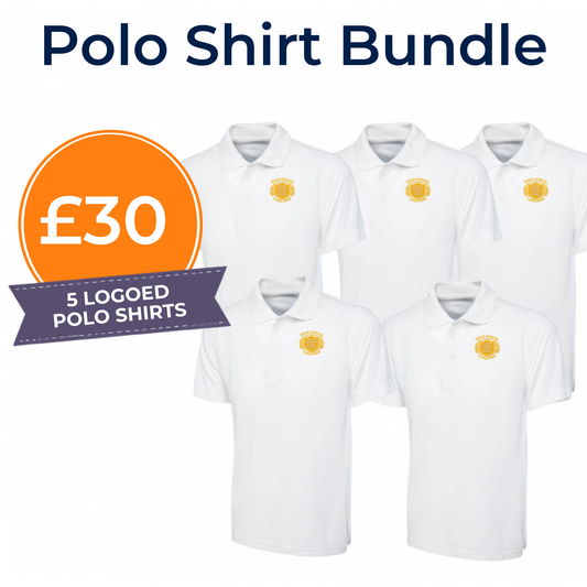 White Children's 50/50 Cotton Blend Polo Shirt - Left Chest Embroidered