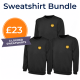 Black Children's Cotton Blend Crew Neck Sweatshirt Bundle - Left Chest Embroidered
