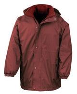 Burgundy/Camel Waterproof Fleece-Lined Coat - 2 sided Left Chest Embroidered
