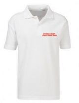 White KS2 PE Shirt - Red Left Chest and Back Print
