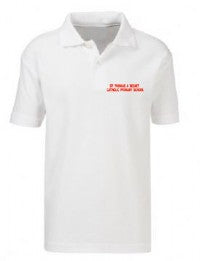 White KS2 PE Shirt - Red Left Chest and Back Print