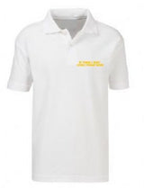 White KS2 PE Shirt - Yellow Left Chest and Back Print
