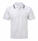 White / Burgundy Short Sleeved Tipped Polo Shirt - Left Chest Embroidered
